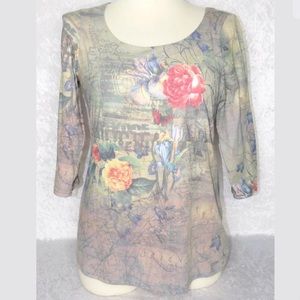 Christopher & Banks Large Empire Floral Top